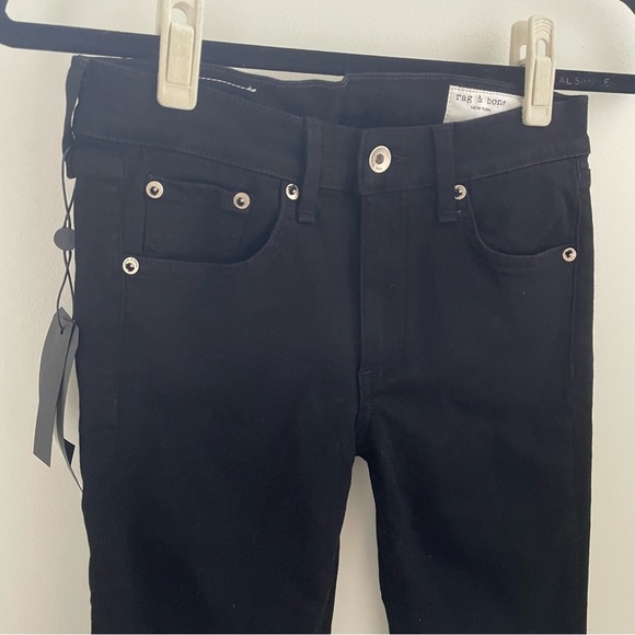 NWT - Rag & Bone Women’s Black Raw Hem Ankle Skinny Jeans Size 27 - Picture 5 of 13